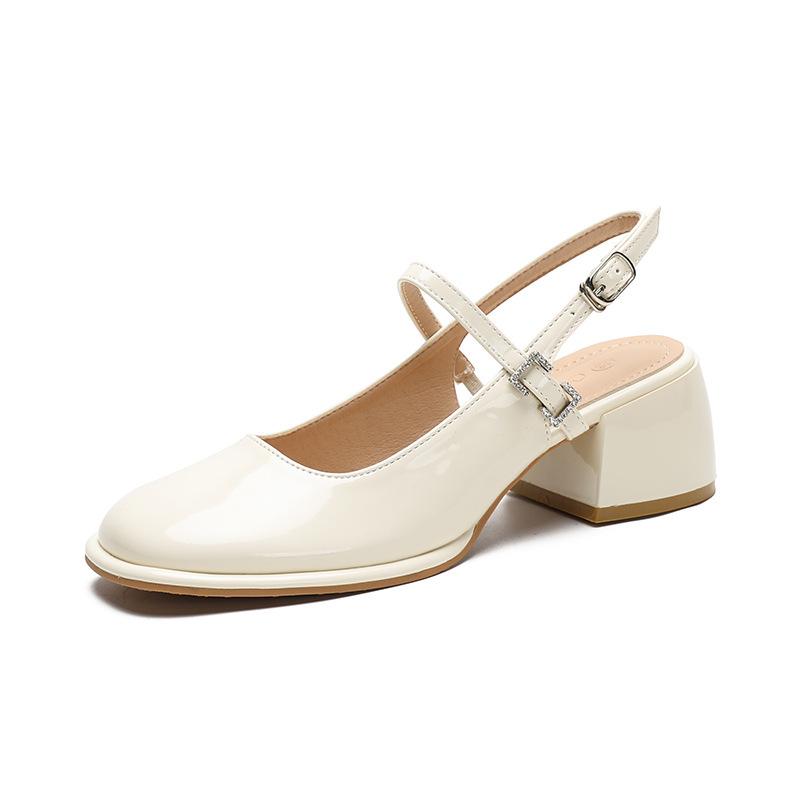 Mary Jane thick heel with single shoes women shallow mouth style college bag head sandals women