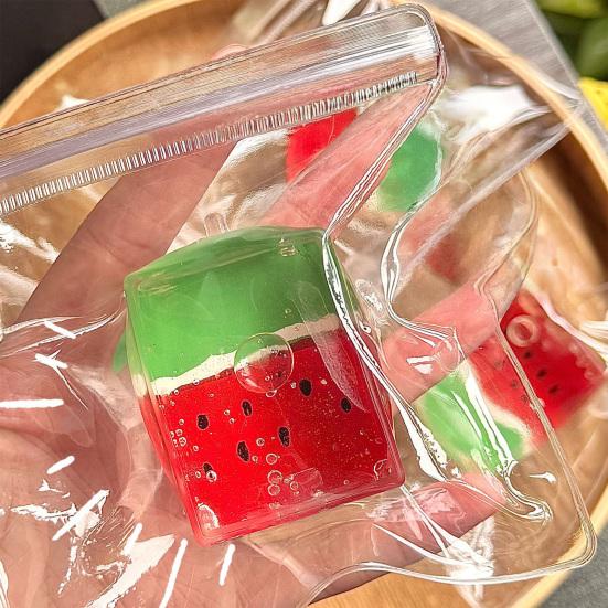 Watermelon Cube Stress Relief Toy Summer Watermelon Squeeze Toy Soft Stretchy Transparent Cube Sensory Relaxation Toy Party Favors