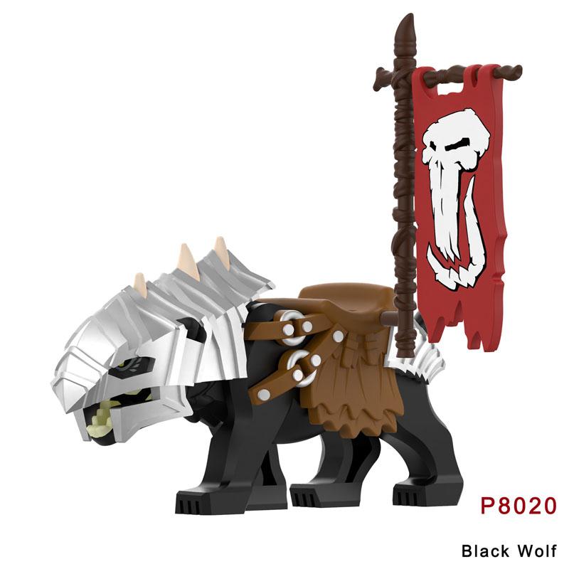 Medieval Accessories Building Blocks Soldiers Weapons Military Flags Mount War Horses Orc Mount Flags Wolf Bricks Kids Toys Gift