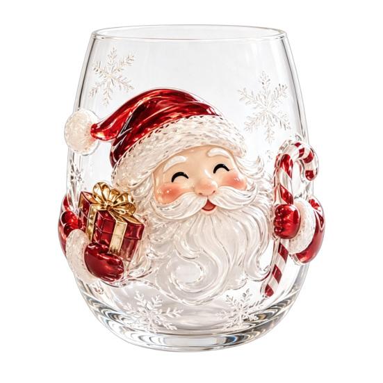 Bicchiere Resistente al Calore Bicchiere Natalizio 3D, Tazza Scolpita Babbo Natale Pupazzo di Neve Albero, Trasparente per Caffè Freddo Decorativo Bicchiere per le Feste, Festivo