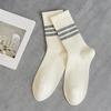 Men's Spring and Autumn Striped Embroidery Versatile Sports Sweat Absorber Boneless Tube Cotton Socks