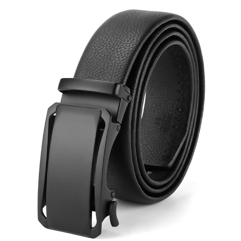 

Мужской ремень из коровьей кожи с автоматической пряжкой, деловой повседневный ремень для молодых и среднего возраста 130cm