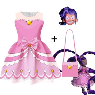 94259 Kids Girls Lily Lovebraids Stars Printed Bow Princess Dress Pants Bag Sets Halloween Cosplay Costumes