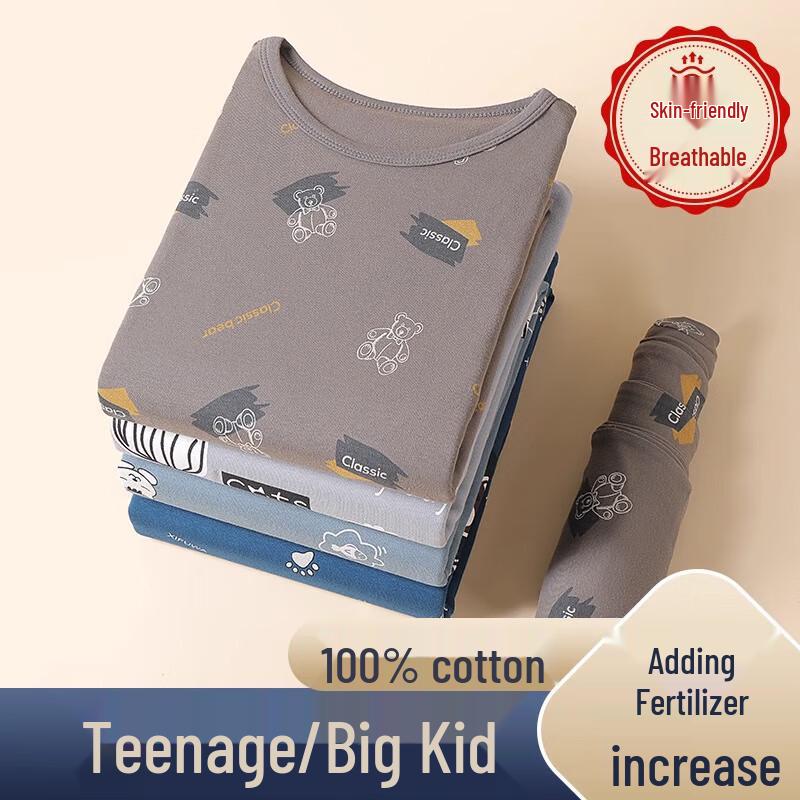 Xueqianman Boys' Pure Cotton Cartoon Thermal Underwear Set