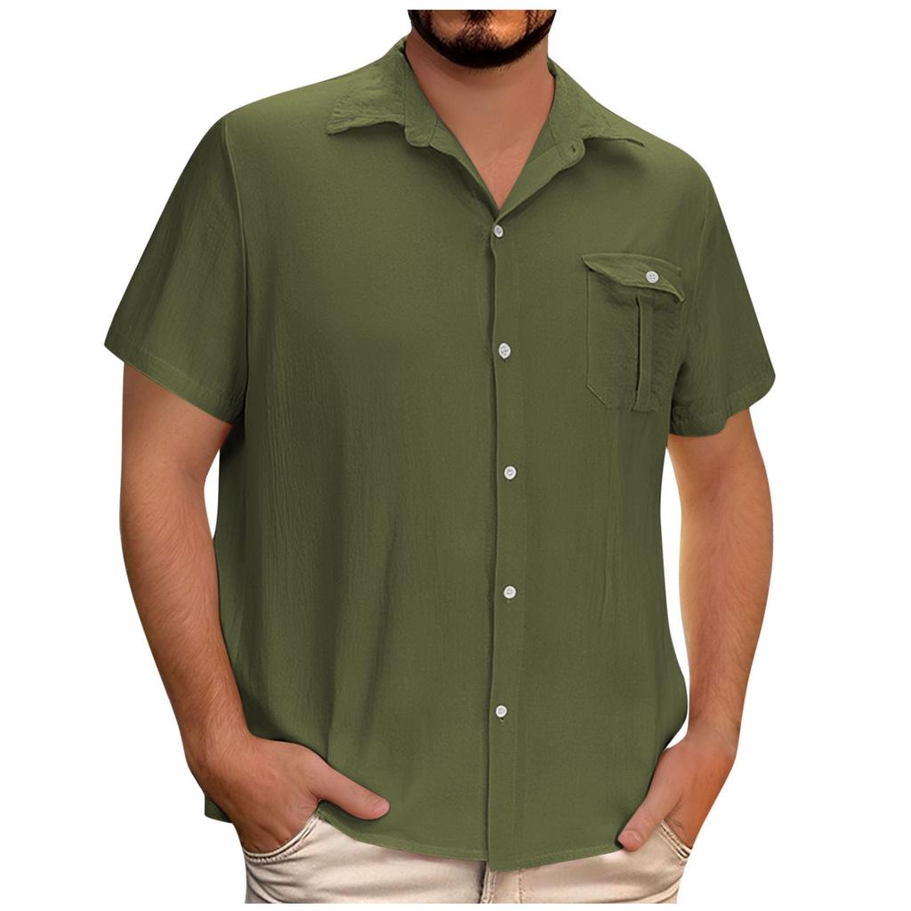 Men's Casual Short-Sleeve Collared Shirt For Spring/Summer