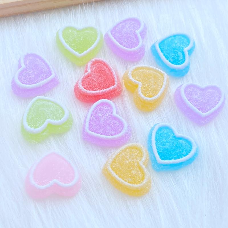 20Pcs New Cute Simulated Heart-shaped Fudge Flat Back Resin Cabochons Scrapbooking DIY Jewelry Craft Decoration Accessorie