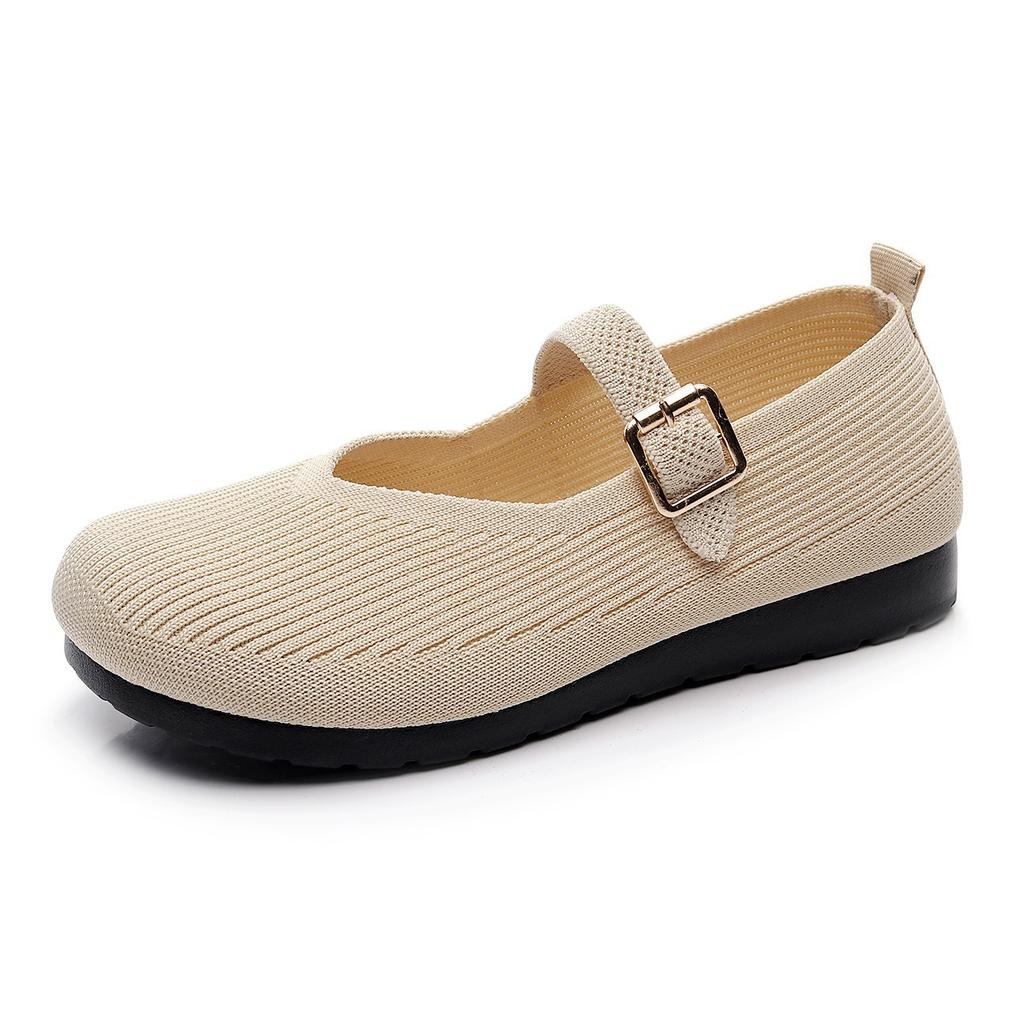Women's Shoes Round Head Breathable Fly-woven Surface Single Shoes Non-slip Soft Sole Comfortable Casual Shallow Mouth Shoes