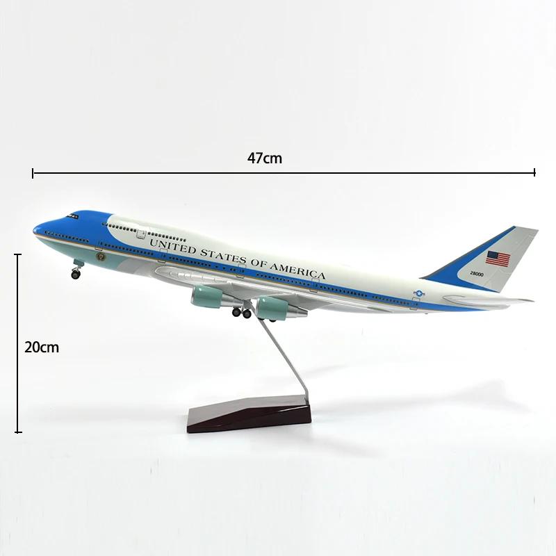 For Air Force One Plane B747 Model Planes Kits Display Diecast Airplane for Adults with LED Light(Touch or Sound Control)