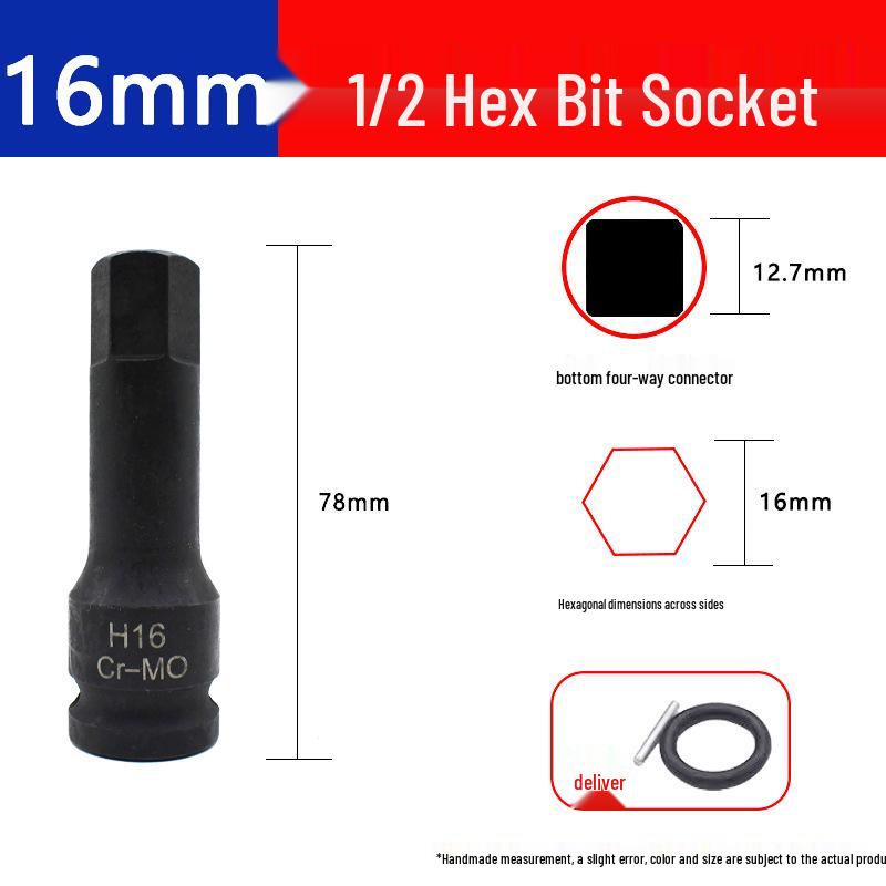 Hex 1/2" Air Impact Wrench Set with One-Piece Bit, Pneumatic Screwdriver, and Torx Socket