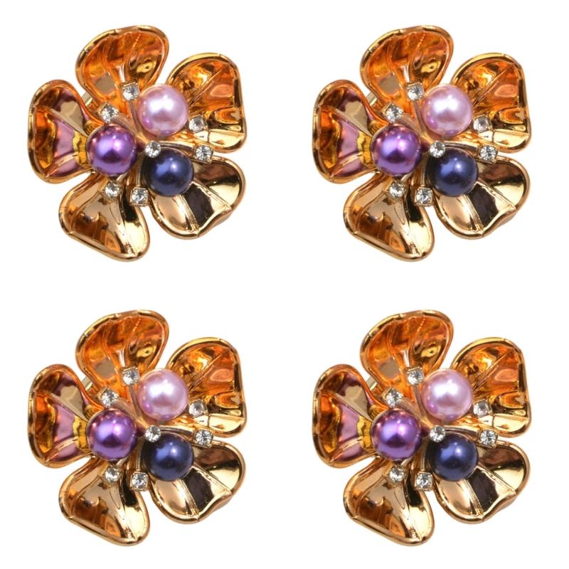 4 szt. Dekoracyjne Pokrywki na Guziki Koszuli Perły Cyrkonie Ozdobne Spinki do Mankietów Klipsy do Koszul Kurtki Sukienki Dekoracja