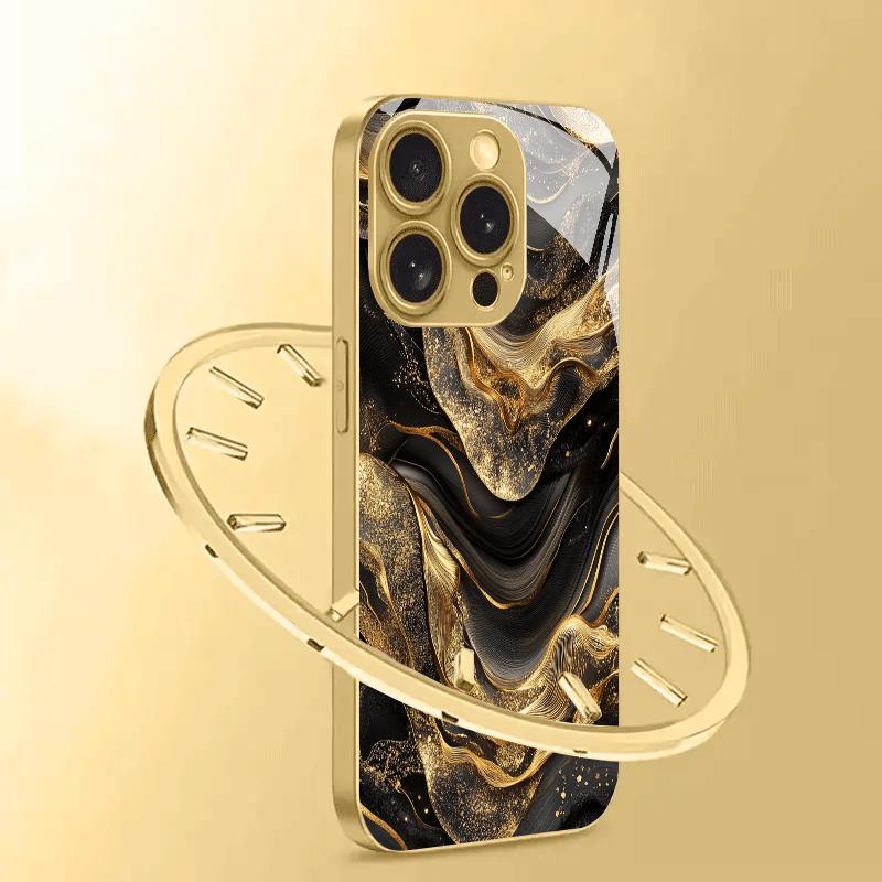 Blackish gold Gilding Luxurious High-end Phone Case Electroplated Glass PhoneCase for iPhone 17 16 15 14 13 12 11pm Pro Plus