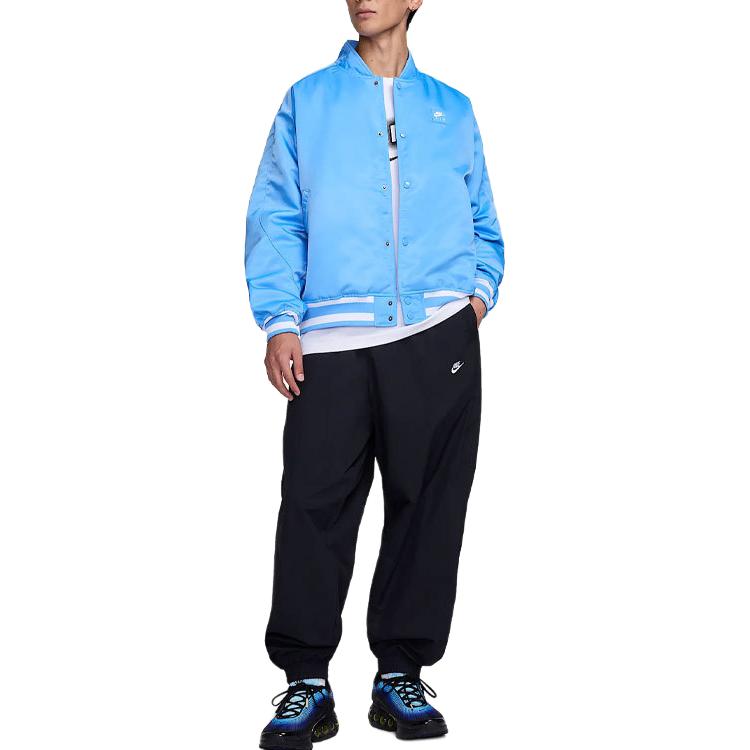 Nike Puffer Jackets Men's Blue Stand Collar Moderate HJ0302-412