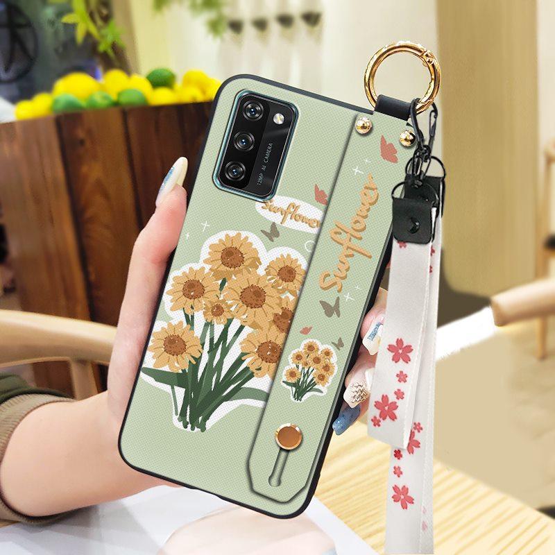 Anti-dust Soft case Phone Case For Blackview A100 Flower Back Cover Lanyard Protective Ring Oil Painting Waterproof