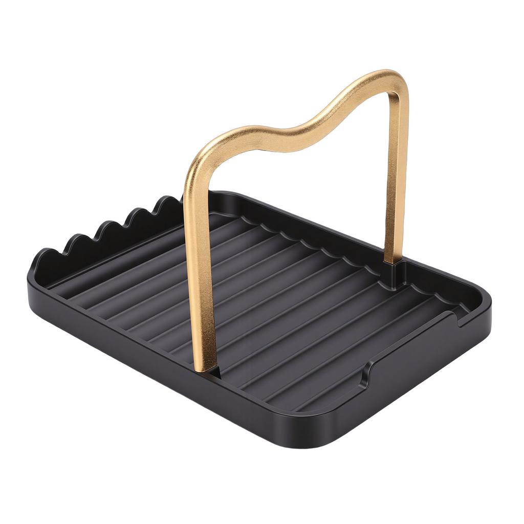 Pot Lid Holder Aluminum Desktop Lid and Spoon Rest Holder Thickened with Non Slip Pads for Kitchen Countertop Cooking