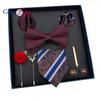 7 PCS Classic Men's  Tie Set Paisley Stripe Necktie for Men Pocket Square Bowtie  Brooch Cuff Father's Day Gift Box