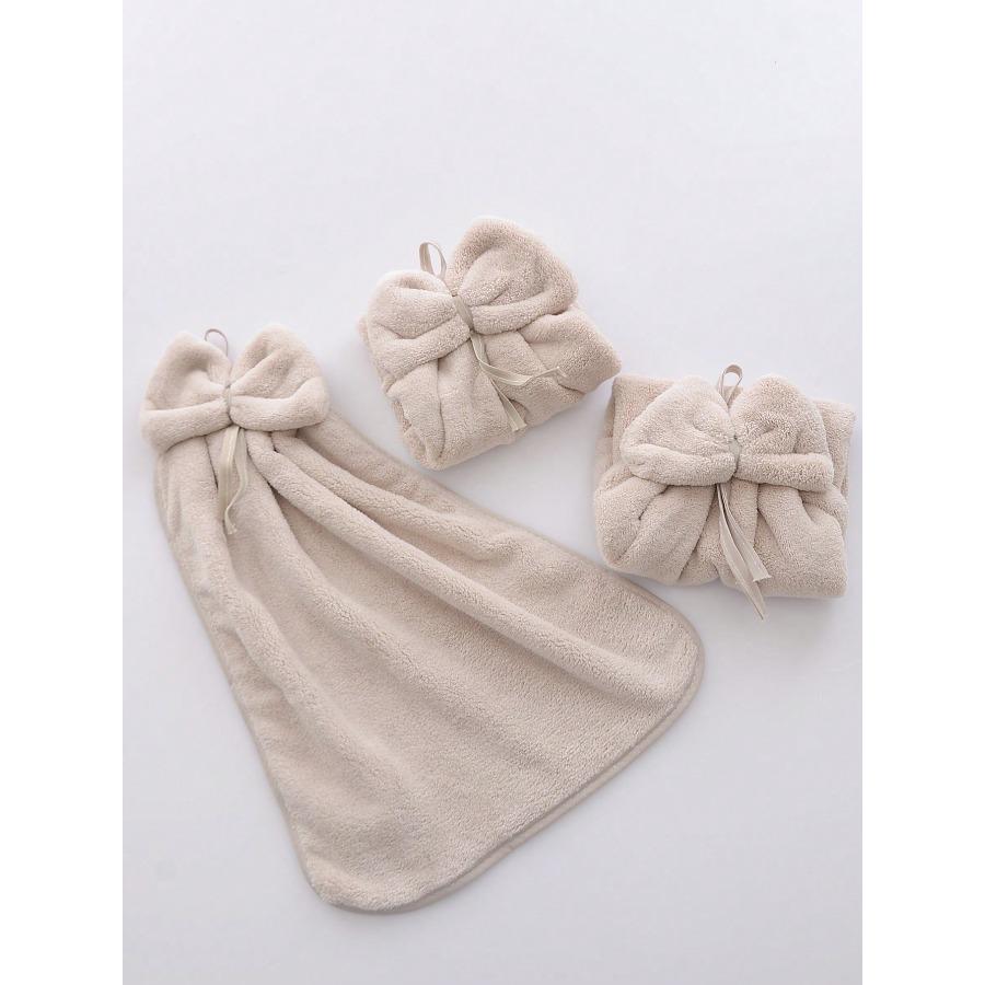 Striped Pattern Bow Decor Washcloth, Modern Color Block Hand Towel for Bathroom Home Bathroom Decor Back To School