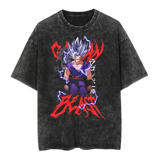 Unisex Oversized Washed Dragon Ball Anime Parentchild Tshirt Man Women Short Sleeve Streetwear Loose Casual Summer Yk