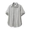 Men's Summer Casual Knitted Shirt Short Sleeve Striped Hawaiian Beach Top Fashionable Blouse
