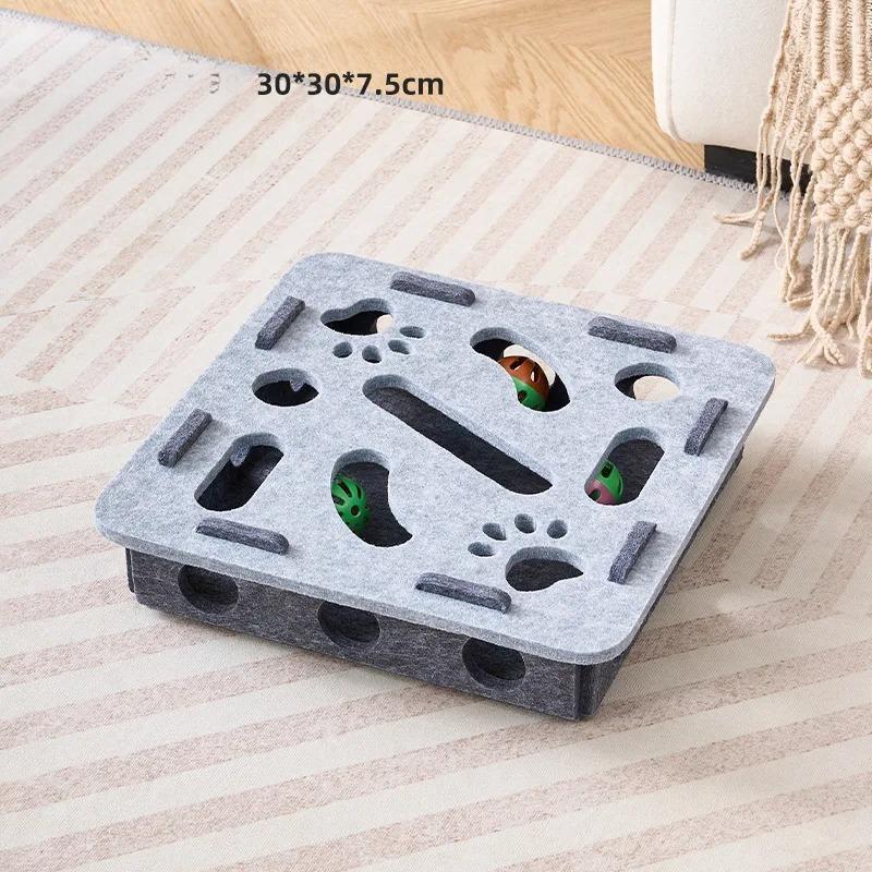 Cat Play Felt Box - Self-Entertainment Maze Toy with Scratching Board Durable Non-Shedding Fun for Bored Cats & Kittens