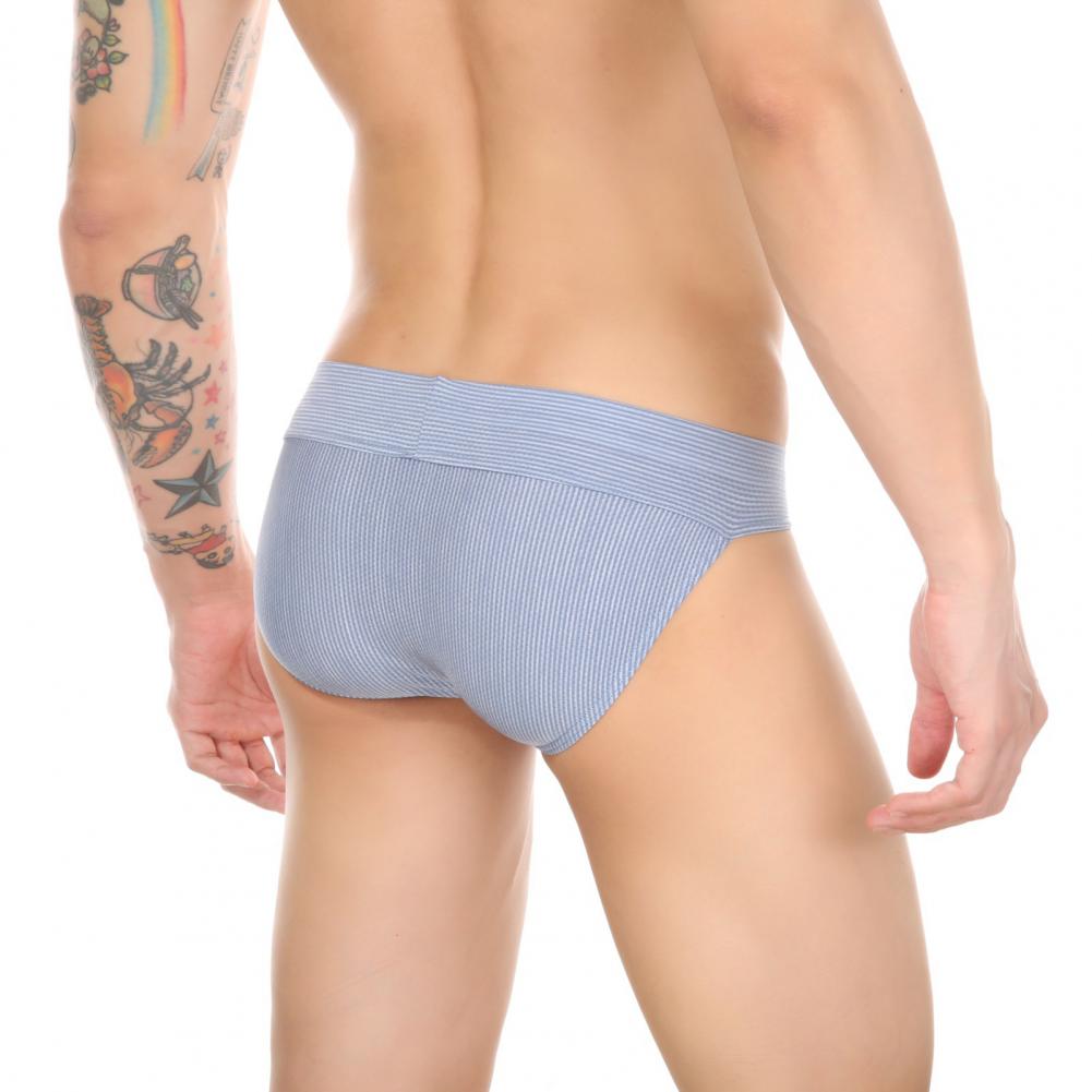 Prodyšné pánské slipy Pánské slipy s nízkým pasem a pruhovaným potiskem se širokým elastickým pasem, slim fit, bezešvé, s U-vypouklým střihem pro každodenní nošení
