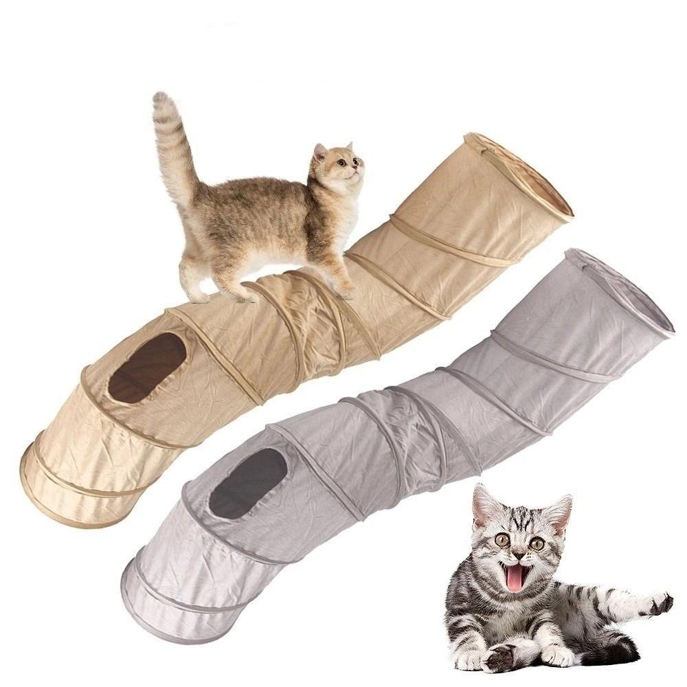 Fun Foldable Cat Tunnel Tube S-shaped Suede Kitten Drill Bucket Collapsible 3 Holes Pet Rolling Dragon Cat Toys
