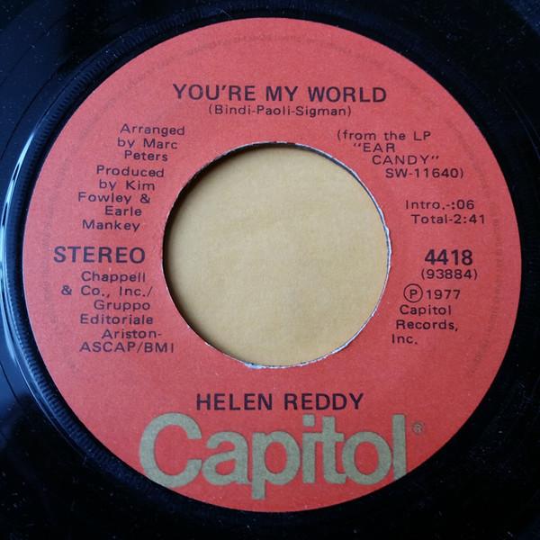 

7inch Record HELEN REDDY - You re My World / Thank You 4418 Capitol Records 1977 Canada Pop Used