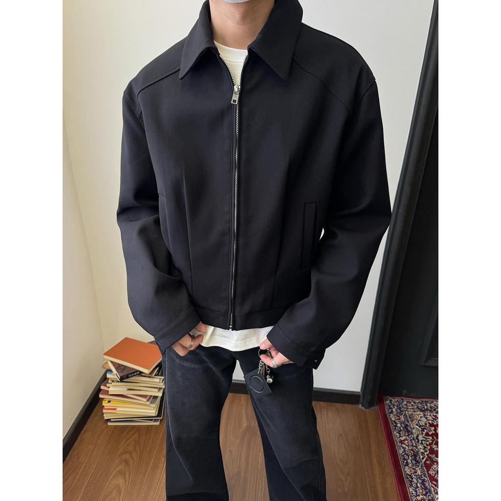 Korean-Style Men's Autumn/Winter Casual Loose Short Coat with Wide Lapel