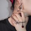 2024 Hip Hop Silver Color Choker Necklace Punk Spider Ruby Chain Necklace For Women Fashion New Party Jewelry Accessories