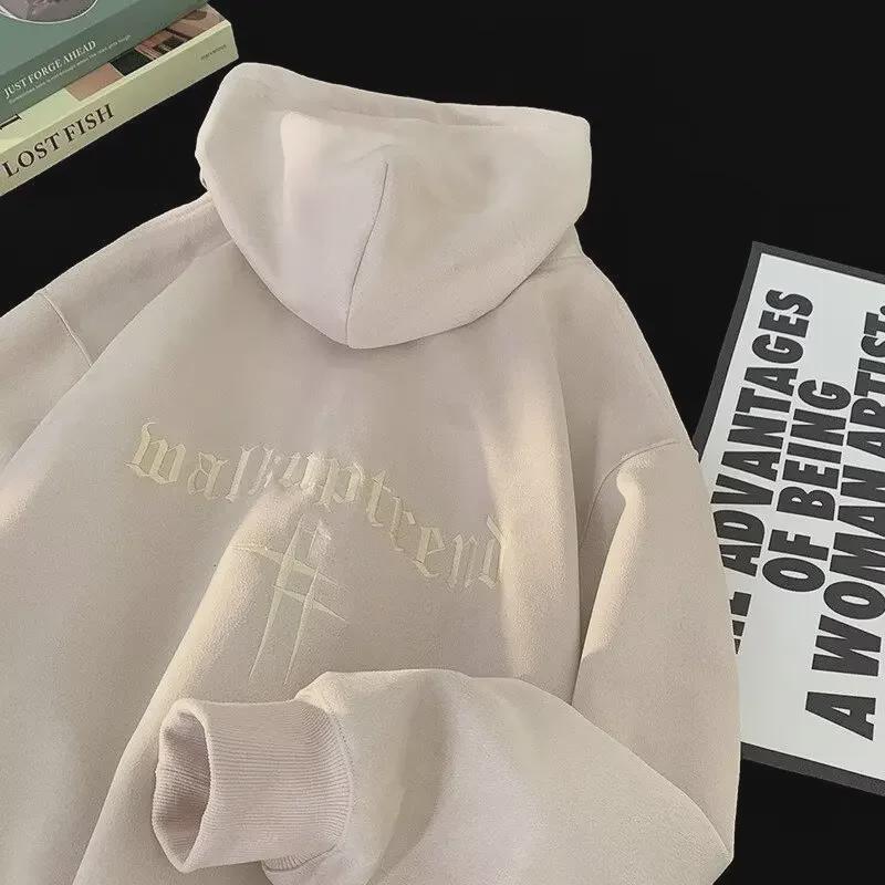 Übergroßer Wildleder-Hoodie für Herren: Trendy American Style, Plüschsamt, Herbst/Winter Mode