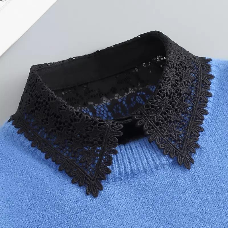 Białe Sztuczne Kołnierzyki Dla Kobiet Krata Klapa Odpinany Kołnierzyk Koszula Koronka Stójka Fałszywy Kołnierzyk Kobieta Zdejmowany Krawat Nep Kraagie