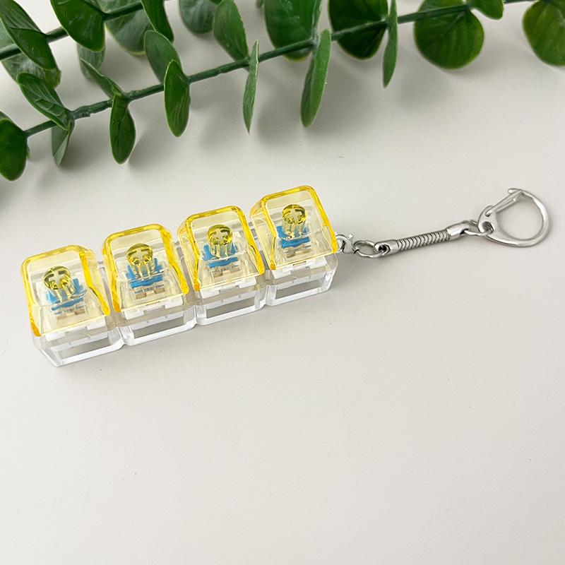 Transparent 4-Key Decompression Keychain with Light and Sound Effects