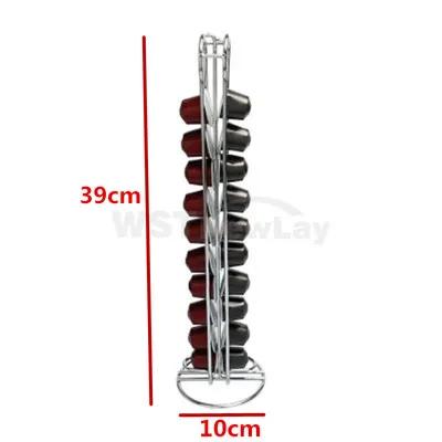 40 Pcs Nespresso Capsules Holder Rotating Rack Coffee Capsule Stand Coffee Pod Stainless Metal Storage Shelve Organization