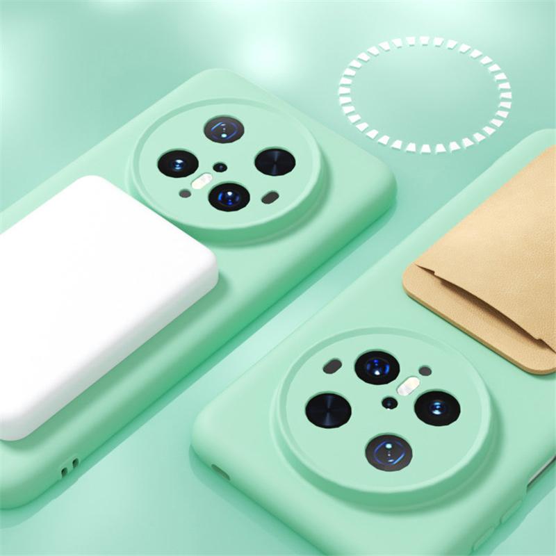 For Wireless Charging Magsafe Soft Liquid Silicone Phone Case For Huawei Mate 70 60 Pro Magnetic Slim Skin Protection Cover