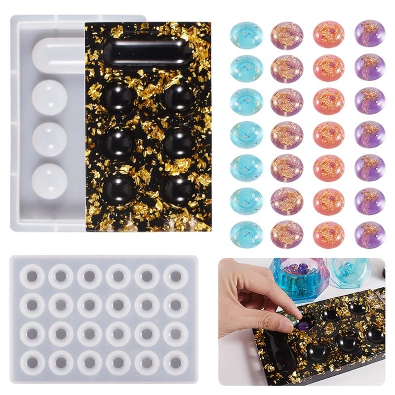 Crystal-Clear Resin Mold for Mancala Board Game Silicone Resin Molds Kit with Screw DIY Family Party Board Games Craft
