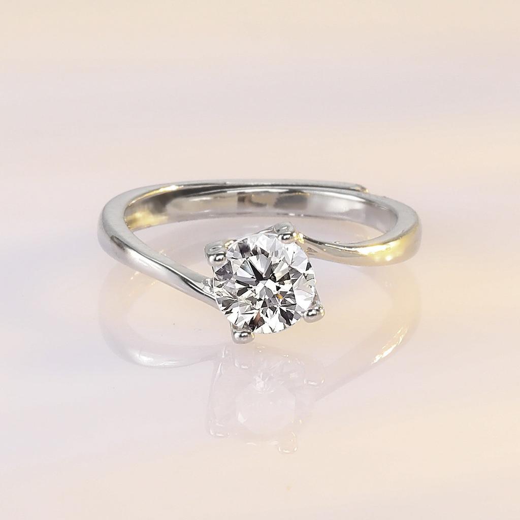 925 Sterling Silver Tiffany Style Twisted Arm Four Prong One Carat Cowl Head Simulated Moissanite Ring for Women Hot Selling Jewelry
