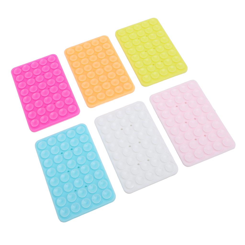 6PCS Suction Cup Phone Case Mount Fluorescent Color Silicone Double Sided Strong Anti Slip Universal Suction Phone Case