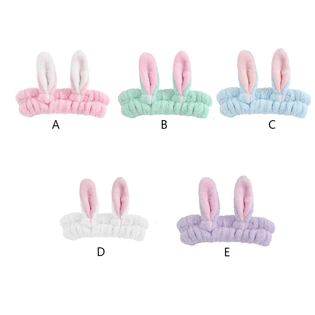 Plush Ear Headband Women Washing Face Makeup Hair Band Loop Soft Elastic Head for Shower