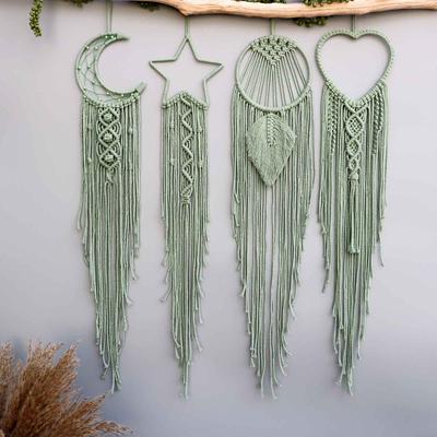 Macrame Dream Catcher Tapestry Moon Star Round Heart Shape Boho Wall Hanging Nordic Ornament Home Wall Hanging Decor Gift
