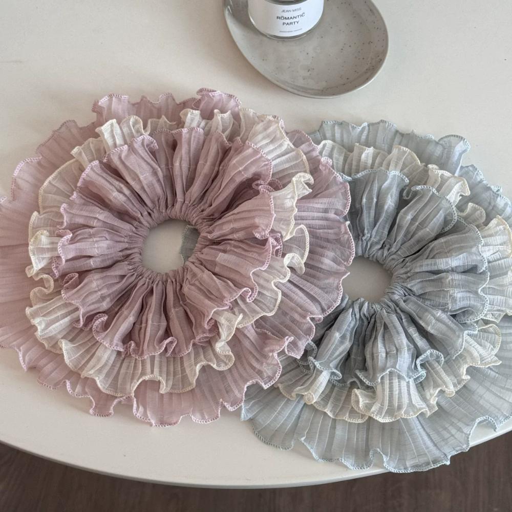 Premium Sense Hair Bands Chiffon Hair Accessories Korean Style Wavy Lace Scrunchie  Women