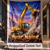 Construction Vehicles (6) Theme Custom Tapestry Personalized Custom Name Text Wall Hanging Tapestry Home Decor Background Cloth