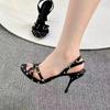 Fashion 2025 New Polka Dot Black and White Sandals Women's High Heels Go Out Light Sexy