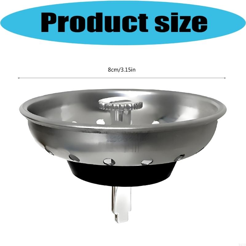 2Pcs Kitchen Sink Strainer Stopper Waste Plug Drain Basket Stainless Steels Sink Filter for Restaurants and Homes M4YD
