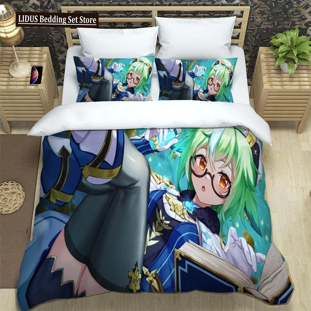 Anime Genshin Impact Bedding Set Boys Girls Twin Queen Size Duvet Cover Pillowcase Bed Kids Adult Fashion Home Textileextile