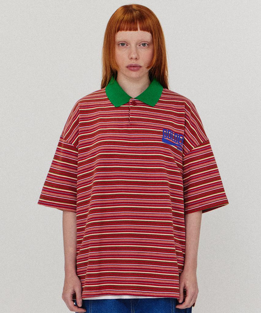 GOLDEN SUNSHINE Stripe Collar Half T-Shirts_Bric