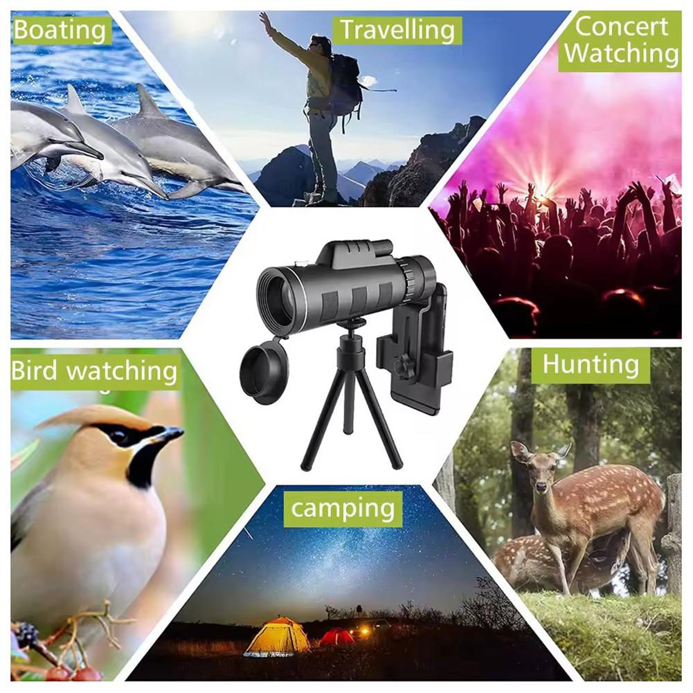 Monocular Telescopes For Adults High Power Night-vision Telescopes Waterproof With Smartphone Adapter/tripod
