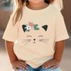 Fast Food Cat T-Shirt Girls Tee Shirts Kids Fashion T-shirts Funny Cat Graphic Tops Cartoons Boys Shirts Clothes