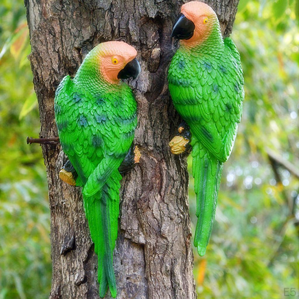 Feathered Birds, Resin Parrot Statues Landscape Animal Ornaments Crafts, Garden & Yard Decoration -