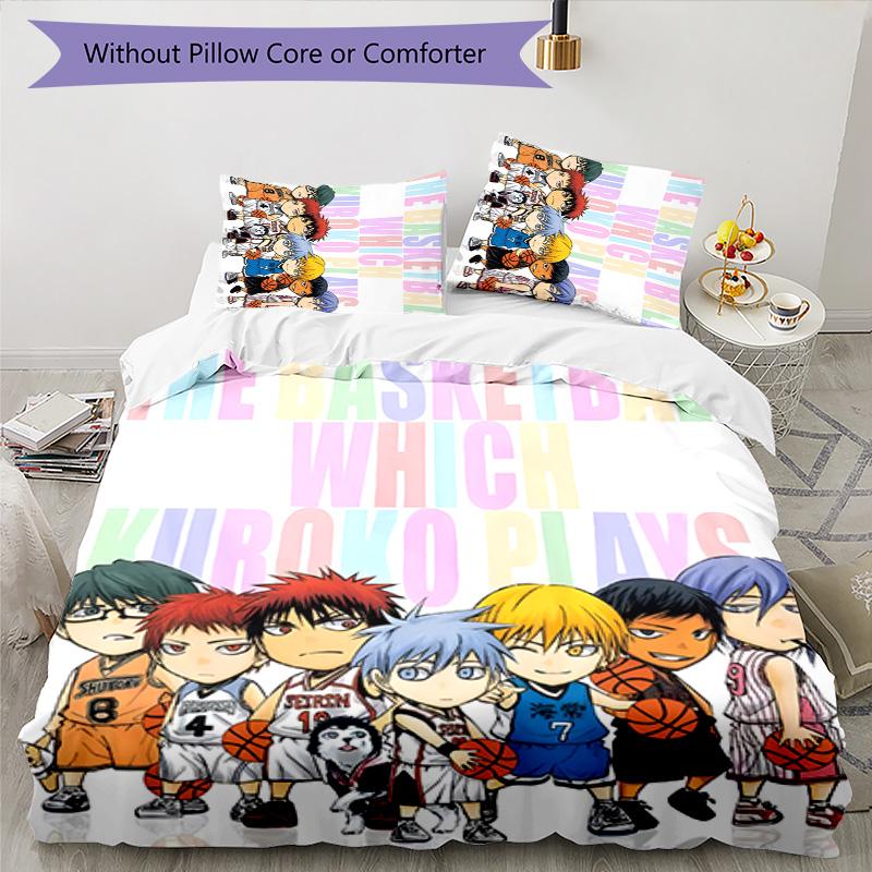 3pcs Kuroko's Basketball Design Cover Set - HD Printed Bedding with 1 Cover and 2 Pillowcases - Perfect for Home and Dorm Decor