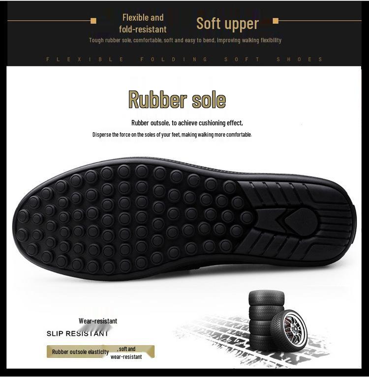 Men's Breathable Leather Slip-On Driving Shoes - Soft Sole, Small to Large Sizes