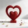 Double Heart Sculpture 3D Printed Red Heart Figurine Romantic Tabletop Ornaments for Anniversary Home Desk Shelf Decor Wedding Romantic Gifts